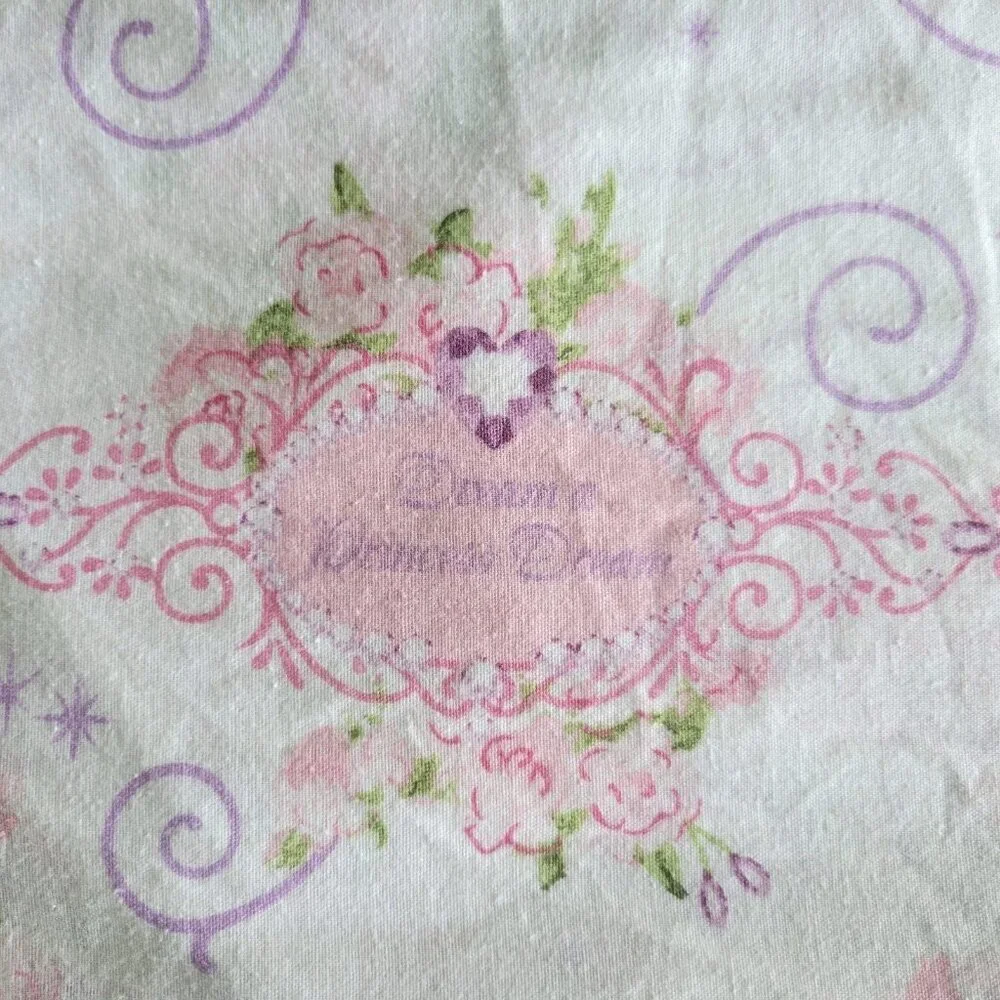 Disney Dream a Princess Dream Twin Flat Sheet Pink Cinderella Vintage